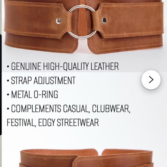 *NEW* Genuine Leather Wide Corset Belt with O Ring 28.5” to 32” Size Small - Picture 5 of 13